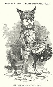 Punch tecknad: Henry Drummond Wolff, engelsk konservativ politiker (gravyr) av Edward Linley (after) Sambourne