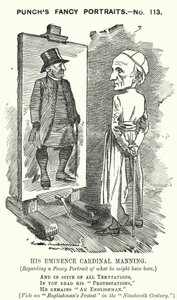 Punch tecknad: Henry Edward Manning, engelsk kardinal och katolsk ärkebiskop av Westminster (gravyr)