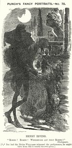 Punch tecknad: Henry Irving, engelsk skådespelare (gravyr) av Edward Linley (after) Sambourne
