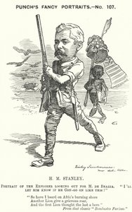 Punch tecknad: Henry Morton Stanley, walesisk journalist och upptäcktsresande (gravyr)
