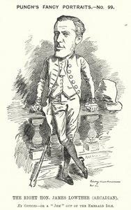 Punch tecknad: James Lowther, engelsk konservativ politiker och idrottsman (gravyr) av Edward Linley (after) Sambourne
