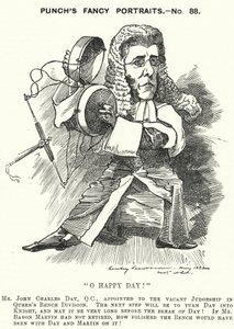 Punch tecknad: John Charles Day, engelsk advokat och domare (gravyr) av Edward Linley (after) Sambourne
