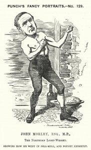 Punch tecknad: John Morley, engelsk liberal politiker (gravyr) av Edward Linley (after) Sambourne