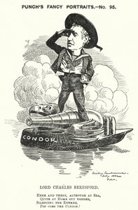 Punch tecknad: Lord Charles Beresford, anglo-irländsk amiral och konservativ politiker (gravyr) av Edward Linley (after) Sambourne