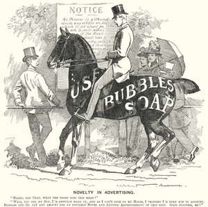 Punch cartoon: Novelty in Advertising (gravyr) av Edward Linley (after) Sambourne