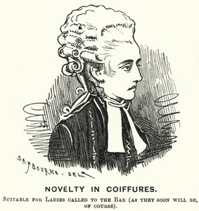 Punch tecknad: Novelty in Coiffures (gravyr) av Edward Linley (after) Sambourne