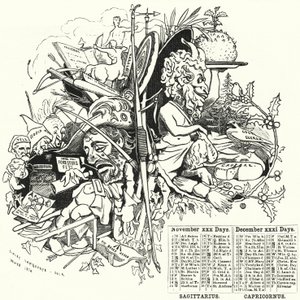 Punch tecknad: november och december (gravyr) av Edward Linley (after) Sambourne
