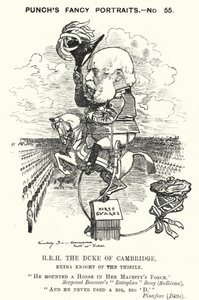 Punch tecknad: Prins George, hertig av Cambridge, brittisk soldat (gravyr) av Edward Linley (after) Sambourne
