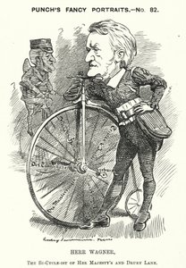 Punch tecknad: Richard Wagner, tysk kompositör (gravyr) av Edward Linley (after) Sambourne