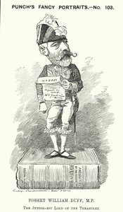 Punch tecknad: Robert William Duff, skotsk liberal politiker (gravyr) av Edward Linley (after) Sambourne