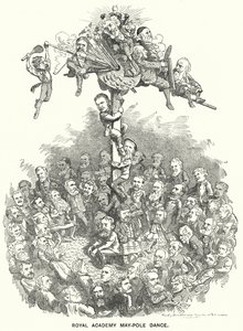 Punch tecknad: Royal Academy Maypole Dance (gravyr) av Edward Linley (after) Sambourne