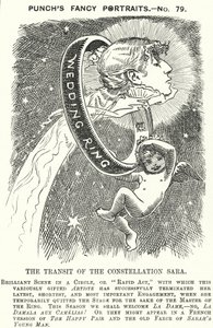 Punch tecknad: Sarah Bernhardt, fransk skådespelerska (gravyr) av Edward Linley (after) Sambourne
