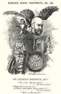 Punch tecknad: Sir Algernon Borthwick av Edward Linley (after) Sambourne