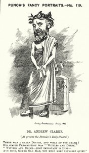 Punch tecknad: Sir Andrew Clarke, brittisk läkare, läkare till William Ewart Gladstone (gravyr) av Edward Linley (after) Sambourne