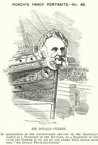 Punch-tecknad film: Sir Donald Currie, skotsk redare, politiker och filantrop (gravyr) av Edward Linley (after) Sambourne