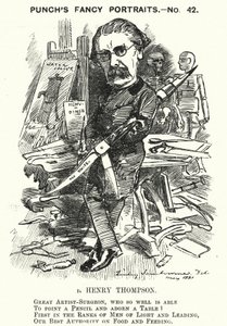 Punch tecknad: Sir Henry Thompson, engelsk kirurg (gravyr) av Edward Linley (after) Sambourne