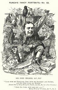 Punch tecknad: Sir John Holker, engelsk advokat och politiker (gravyr) av Edward Linley (after) Sambourne