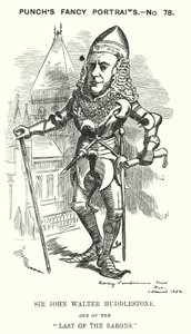 Punch-tecknad film: Sir John Walter Huddleston, engelsk advokat och domare (gravyr) av Edward Linley (after) Sambourne