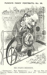 Punch tecknad: Sir Julius Benedict, tyskfödd kompositör och dirigent (gravyr) av Edward Linley (after) Sambourne