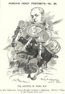 Punch tecknad: Sir Michael Arthur Bass av Edward Linley (after) Sambourne