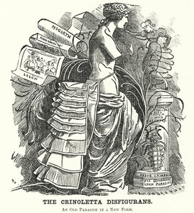 Punch tecknad: The Crinoletta Disfigurans (gravyr) av Edward Linley (after) Sambourne