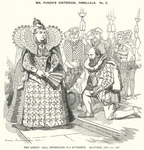 Punch-tecknad film: The Lordly Cecil underhåller sin suverän, Hatfield av Edward Linley (after) Sambourne