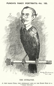 Punch-tecknad film: Windham Wyndham-Quin, 4:e Earl of Dunraven och Mount-Earl, anglo-irländsk journalist, markägare och konservativ politiker (gravyr) av Edward Linley (after) Sambourne