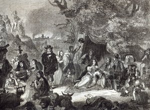 Highgate Fields under den stora branden i London 1666