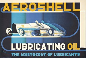 Affisch med reklam för Aeroshell smörjolja