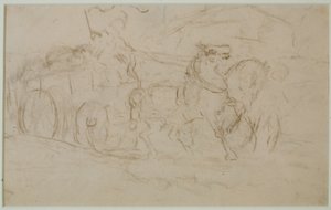 Häst och vagn (#9), ca. 1880-talet (grafit på papper) av Edward Mitchell Bannister