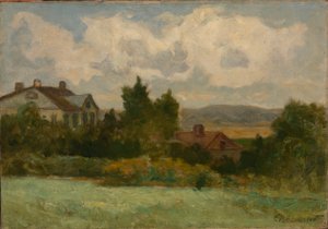 Utan titel (hus och träd) av Edward Mitchell Bannister