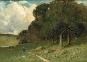 Utan titel (man på stig med träd i bakgrunden) av Edward Mitchell Bannister