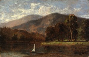 Utan titel (segelbåt i flod) av Edward Mitchell Bannister
