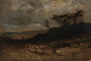 Namnlös herde med får, 1877. av Edward Mitchell Bannister