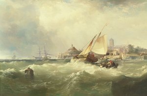 New Castle på Delaware-floden av Edward Moran