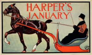 Man i hästdragen släde, januari, Harper