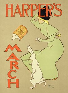 Reproduktion av en affisch med reklam för "Harper