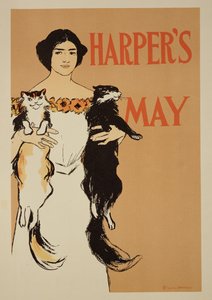 Reproduktion av en affisch med reklam för majnumret av Harper