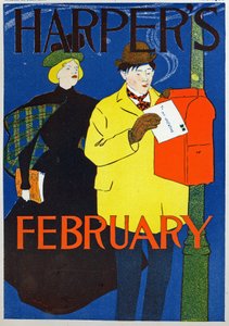Vetenskap. Kommunikation. Posta. The Valentine letter, affisch av Penfiel för tidningen Harper