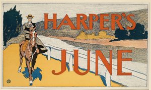 Kvinna till häst, June Harper av Edward Penfield