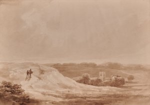 Landskap med kyrka i en dal av Edward Pretty