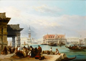 Mollon från Dogana, Venedig (olja på panel)