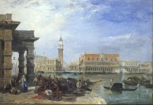 Utsikt från Dogana, Venedig, med utsikt mot Piazzetta och Dogepalatset