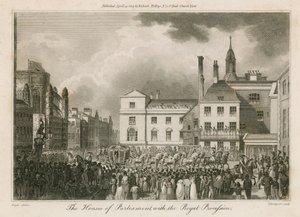 Riksdagshusen med den kungliga processionen av Edward Pugh