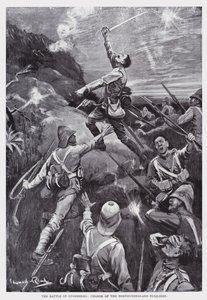 Slaget vid Stormberg, laddning av Northumberland Fusiliers (litho)