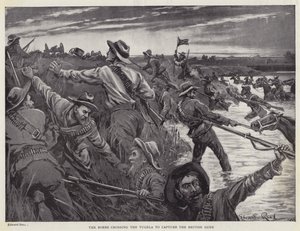 Boerna korsar Tugela för att fånga de brittiska kanonerna (litho) av Edward Read