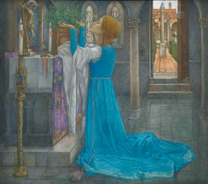 Isabella och basilikakrukan (tempera på duk)