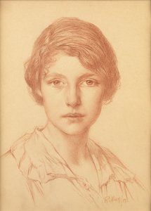 En ung kvinna (rödkrita) av Edward Ridley