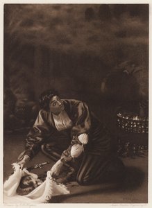 Il Pecorone: Dag IX, roman I, The Master Thief (litho) av Edward Robert Hughes