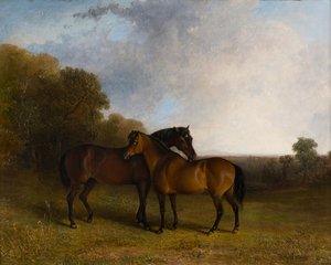 Two Hunters in a Landscape, ca 1830-99 (olja på duk)